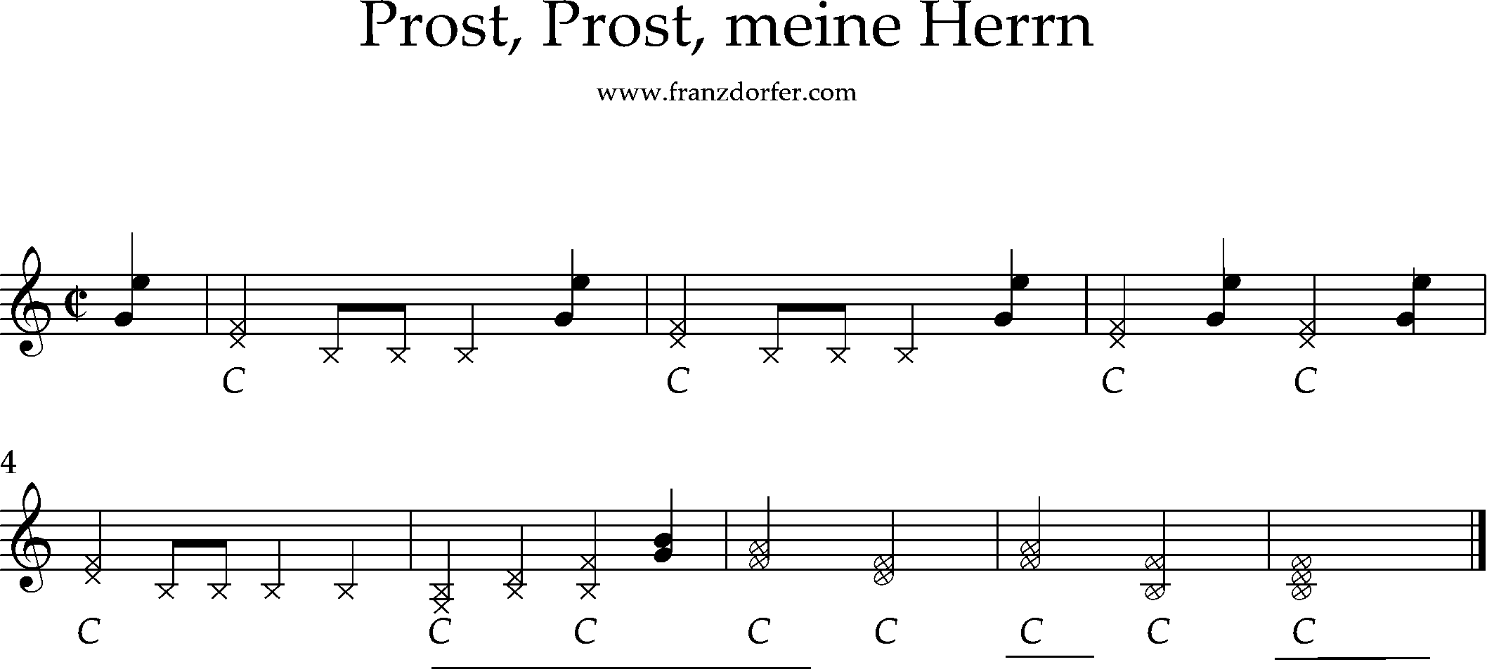 2stimmig, Noten, Prost prost meine Herren